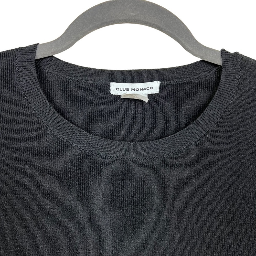Club Monaco Womens Black Sancerie Ruffle Sleeve Viscose Sweater Top M - Picture 7 of 10